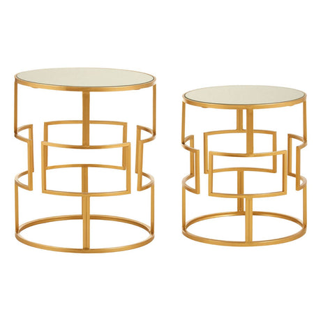 Golden Round Side Table Set