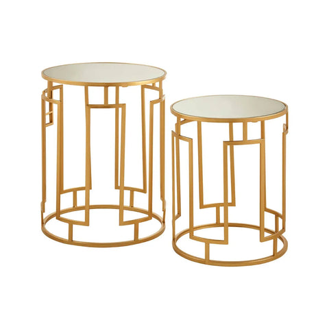Luxe Mirrored Side Table Set