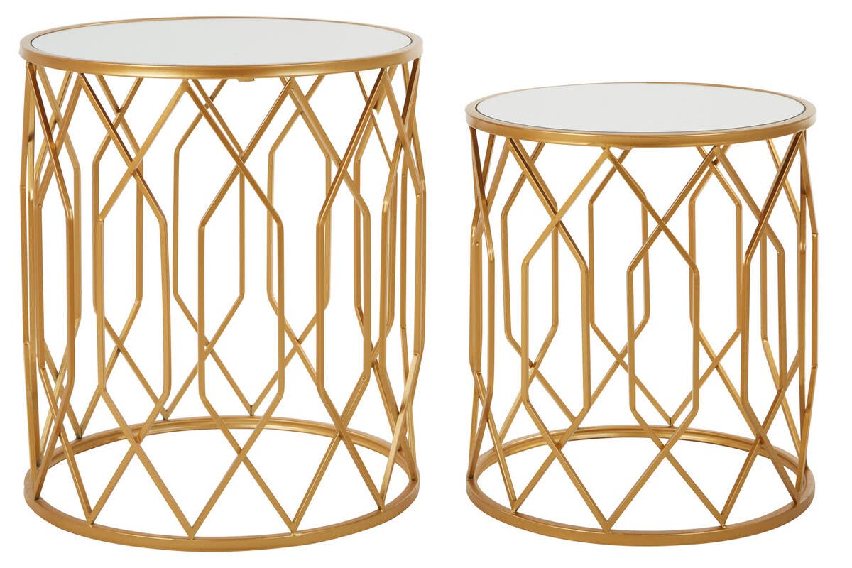 Golden Mirror Glass Side Set