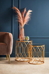 Golden Mirror Glass Side Set