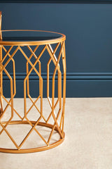Golden Mirror Glass Side Set