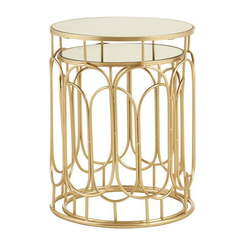 Champagne Oval Metal Side Tables