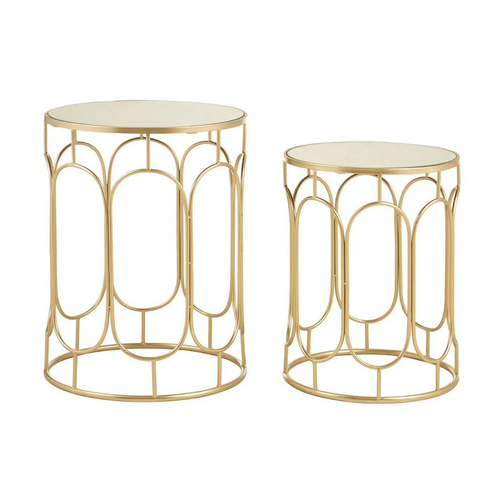 Champagne Oval Metal Side Tables