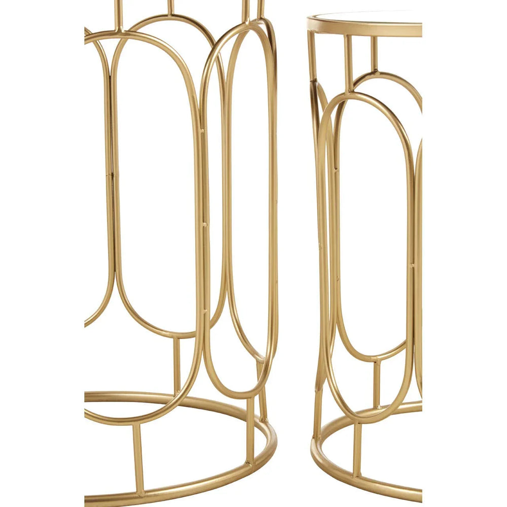 Champagne Oval Metal Side Tables