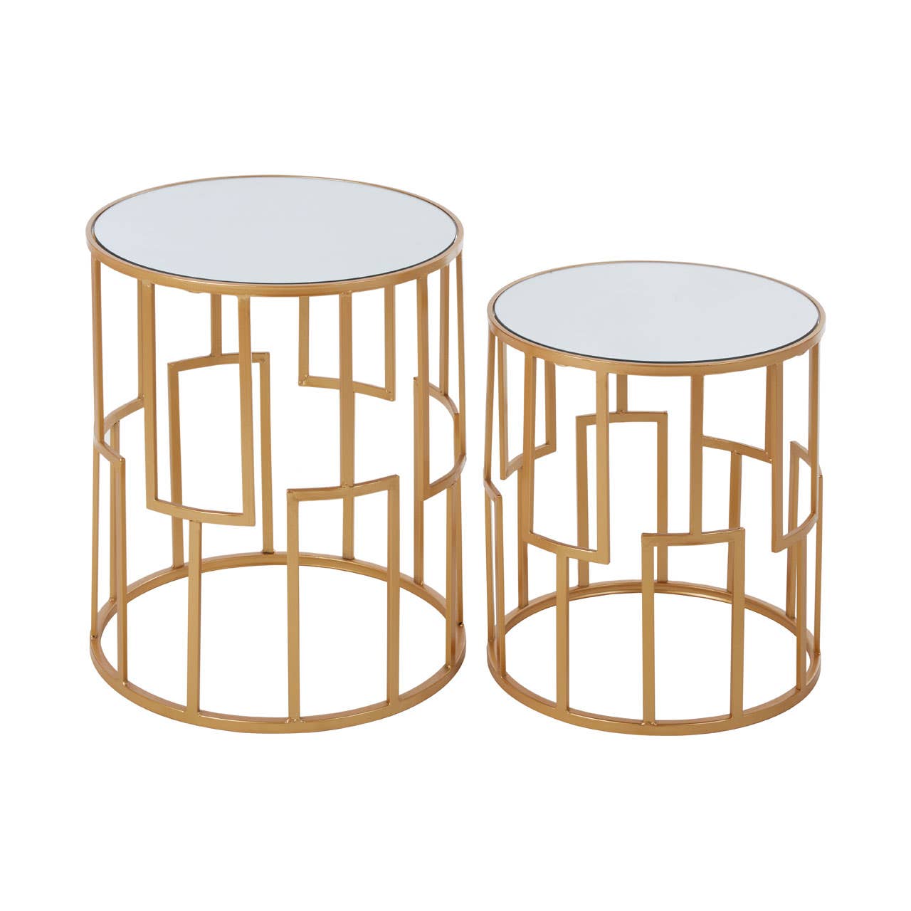 Golden Glass Side Table Set