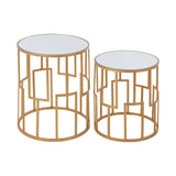 Golden Glass Side Table Set