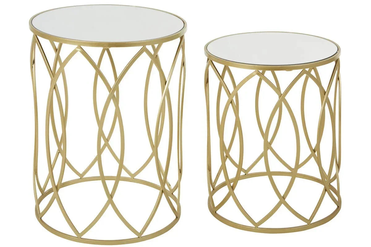 Avantis Set 2 Champagne Finish Side Tables