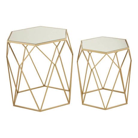 Champagne Hex Mirrored Nesting Tables