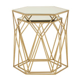 Champagne Hex Mirrored Nesting Tables