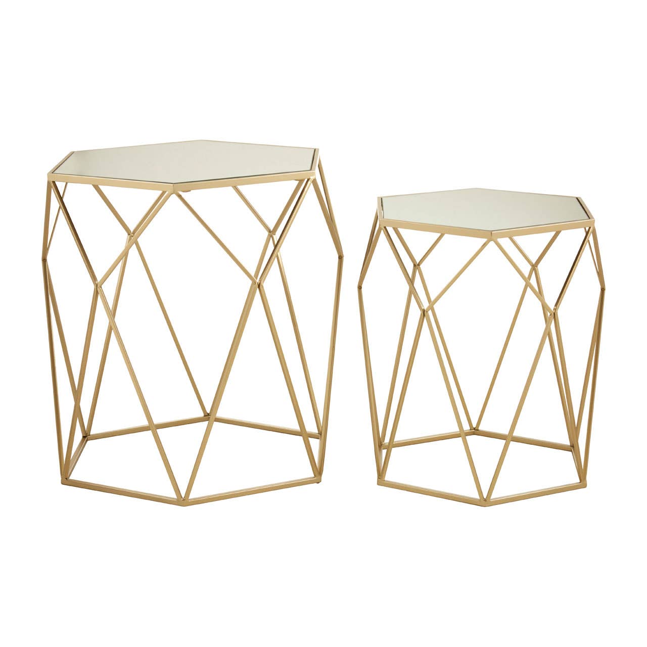 Champagne Hex Mirrored Nesting Tables