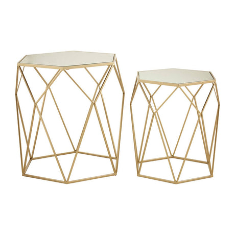 Champagne Hex Mirrored Nesting Tables