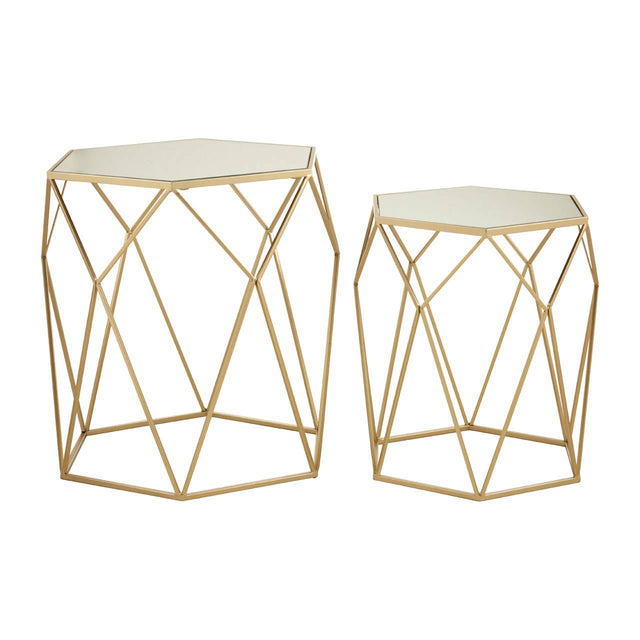 Champagne Hex Mirrored Nesting Tables