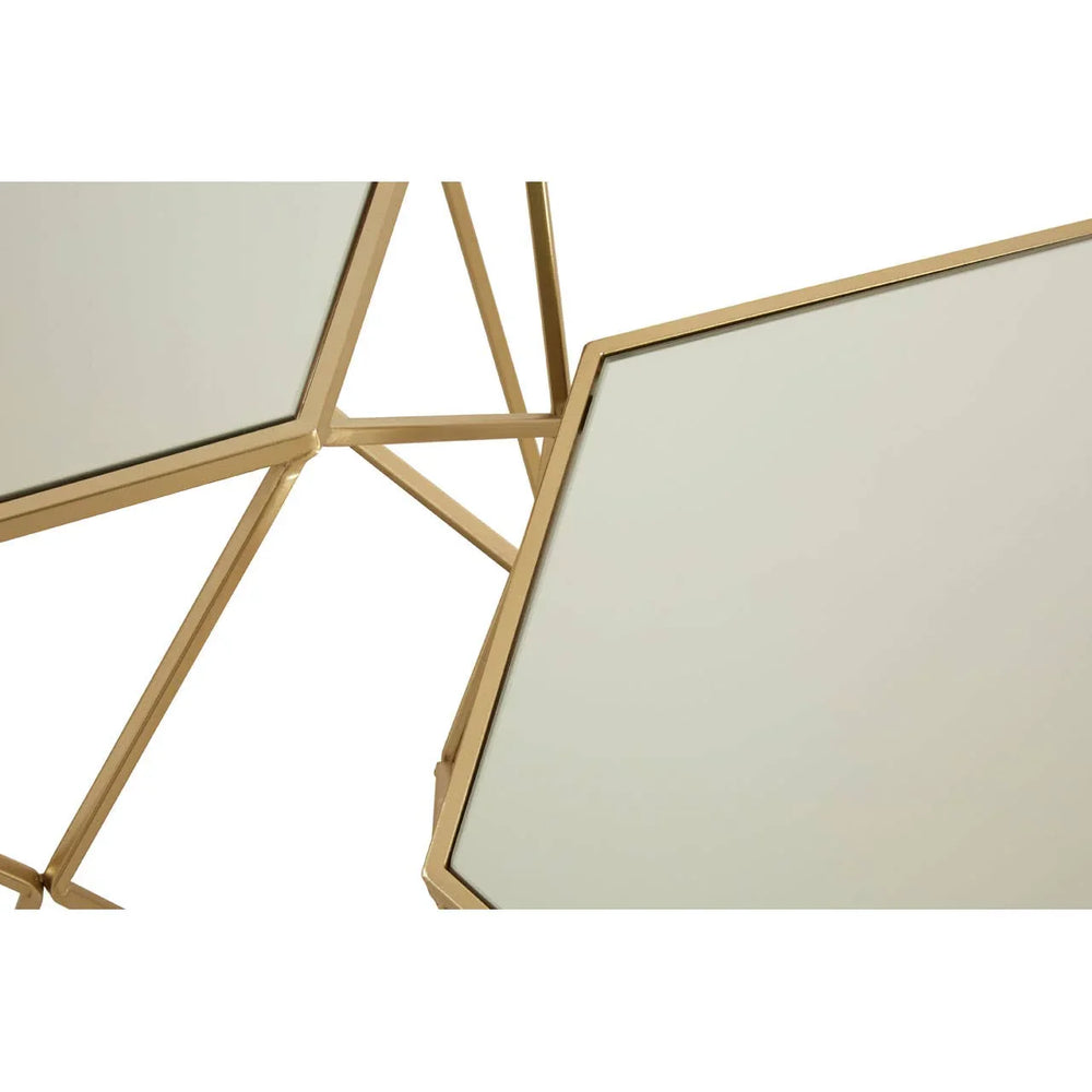 Champagne Hexagonal Mirrored Nesting Tables