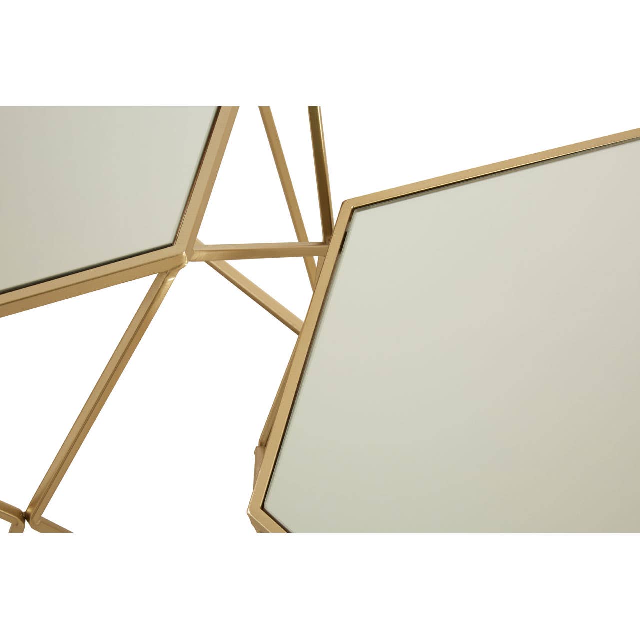 Champagne Hexagonal Mirrored Nesting Tables