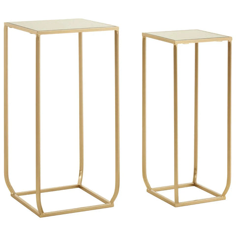 Champagne Mirrored Square Side Tables