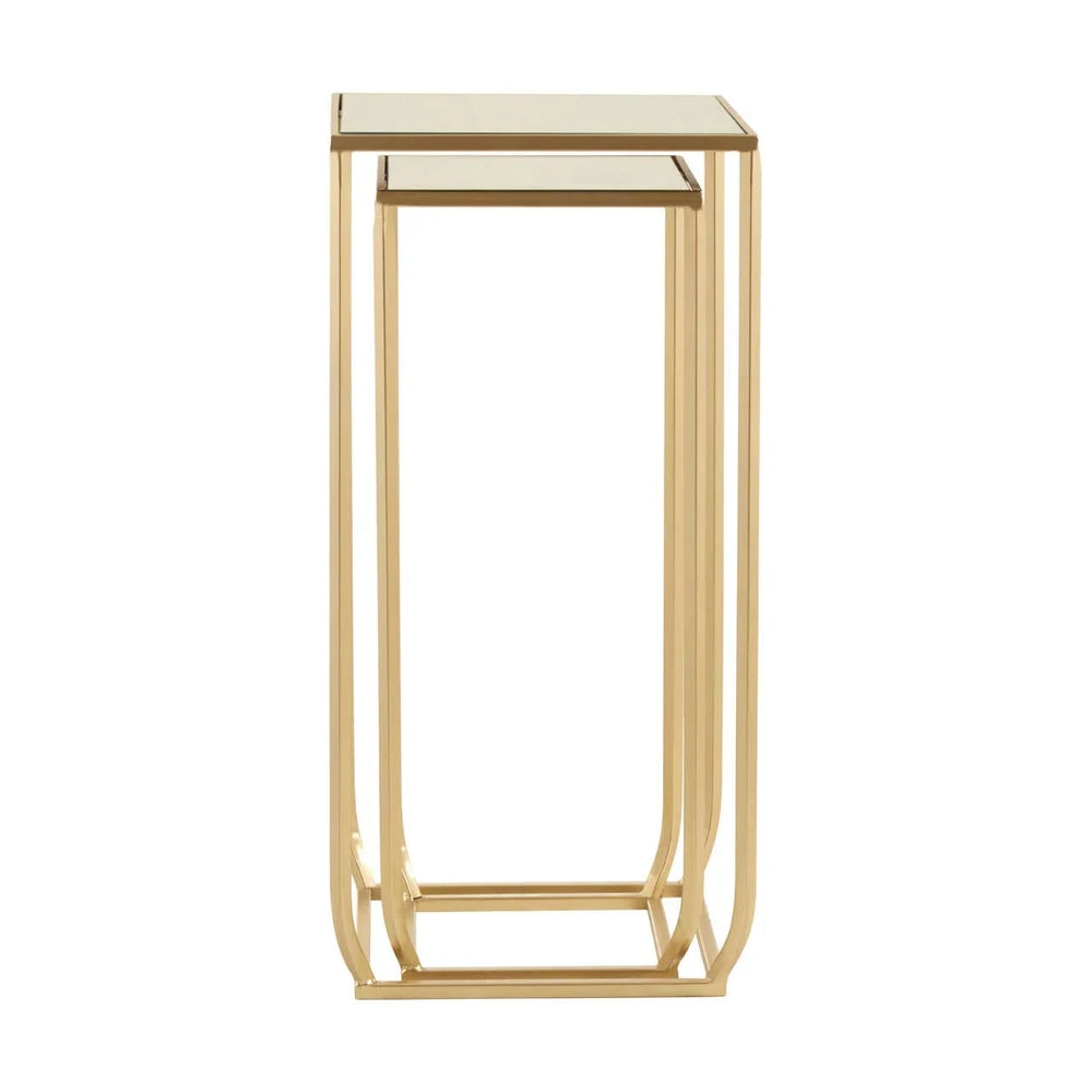 Champagne Mirrored Square Side Tables