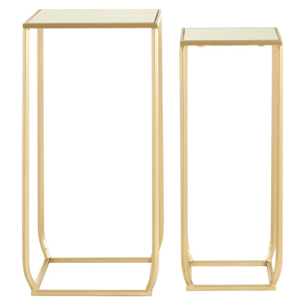 Champagne Mirrored Square Side Tables