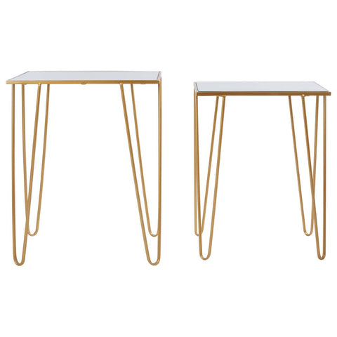 Golden Mirrored Side Table Duo