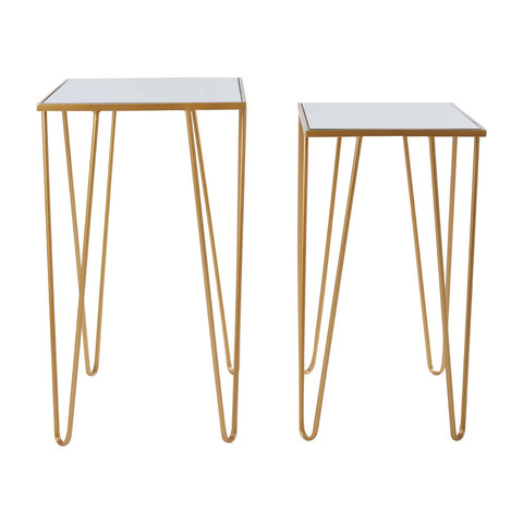 Golden Mirrored Side Table Duo