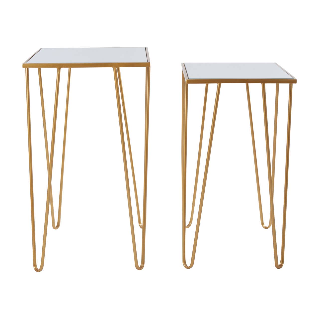 Golden Mirrored Side Table Duo