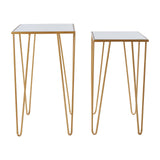 Golden Mirrored Side Table Duo