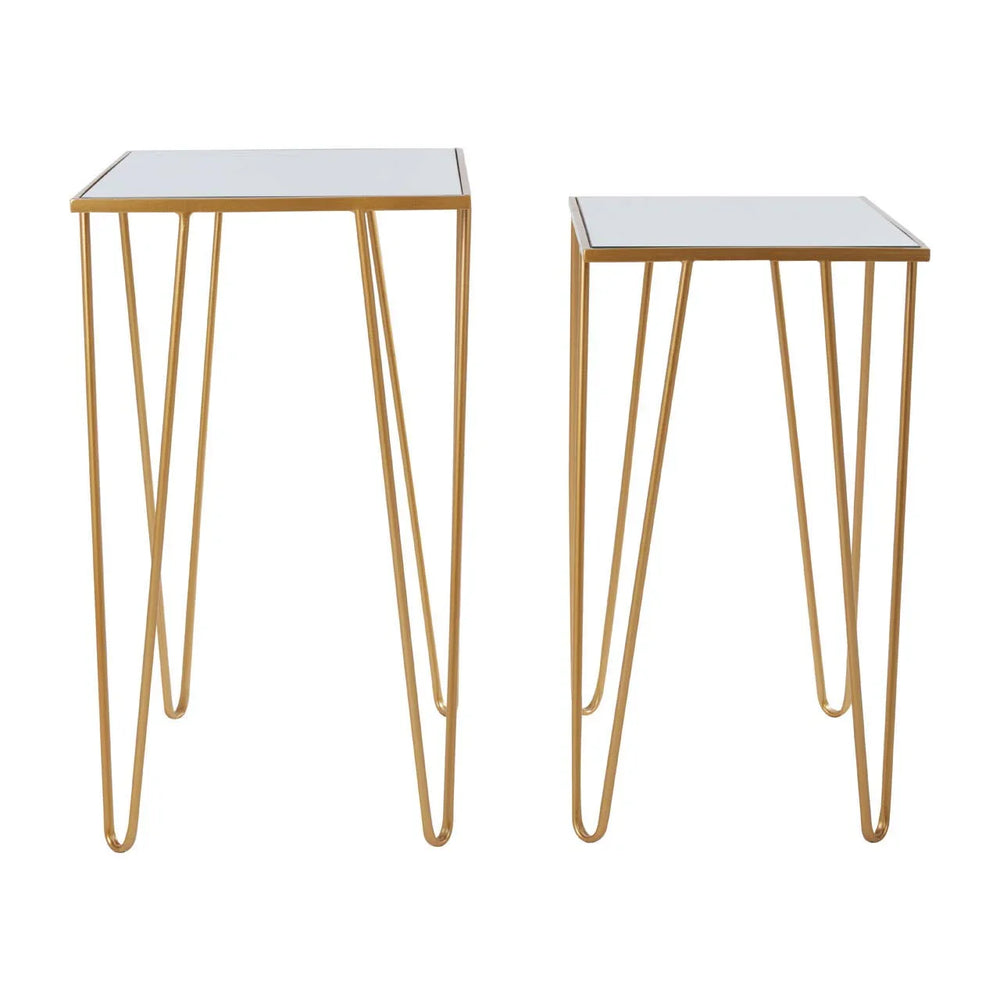 Luxe Gold Mirrored Side Tables