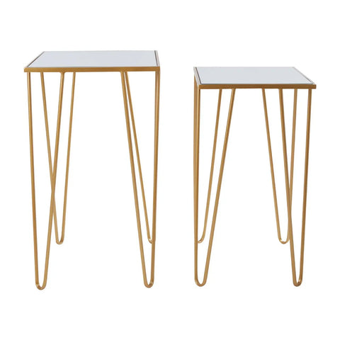 Luxe Gold Mirrored Side Tables