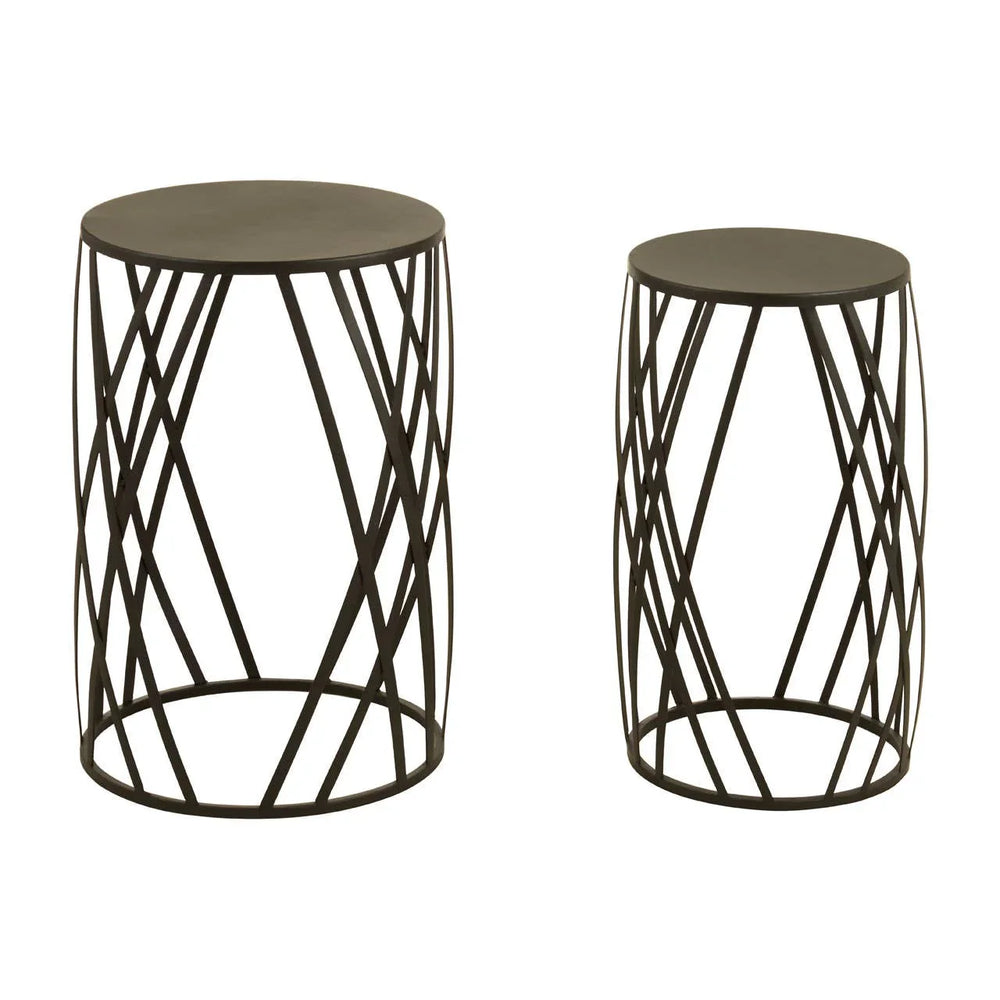 Lattice Design Black Metal Tables