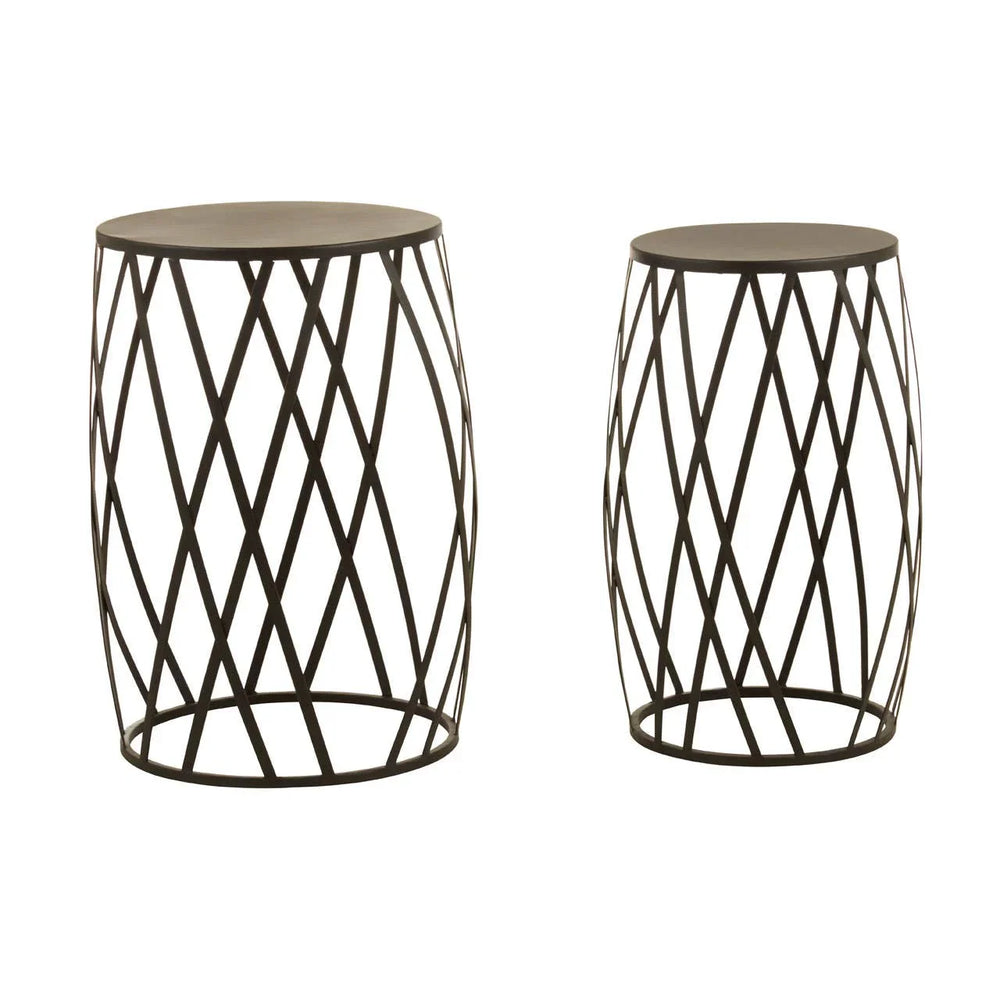 Lattice Design Black Metal Tables