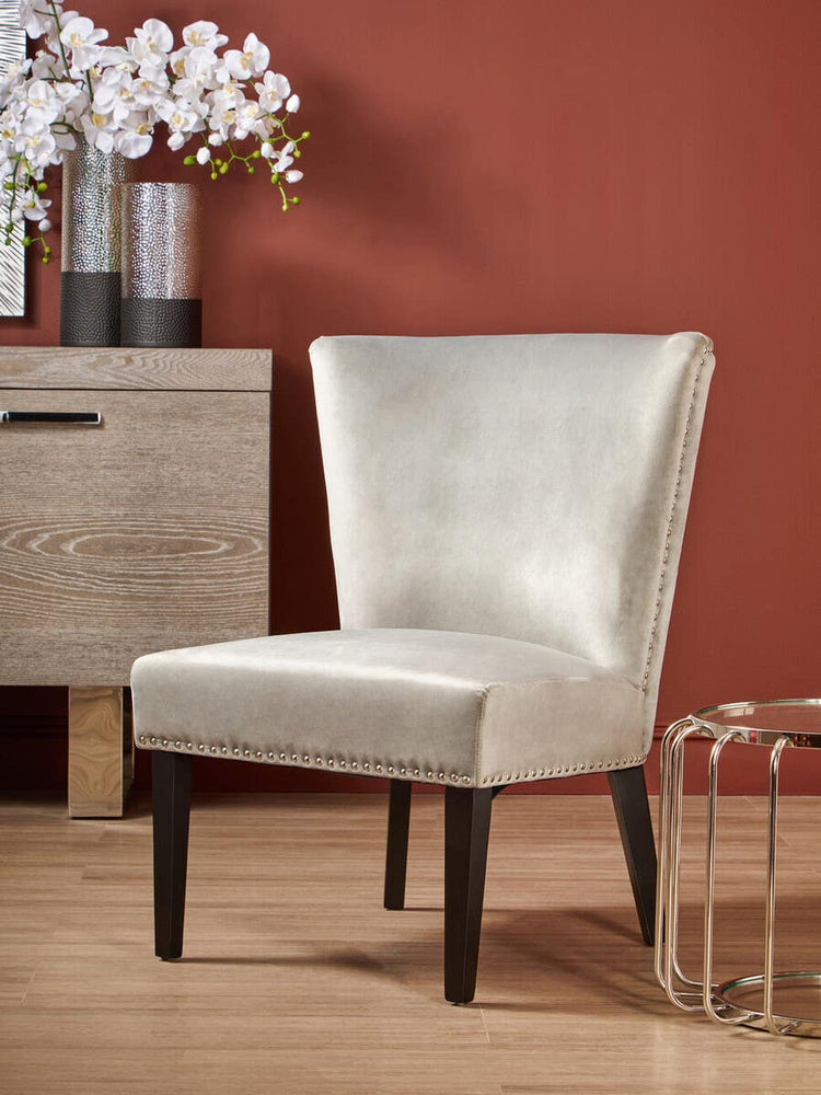 Luxe Grey Wingback Dining Chair