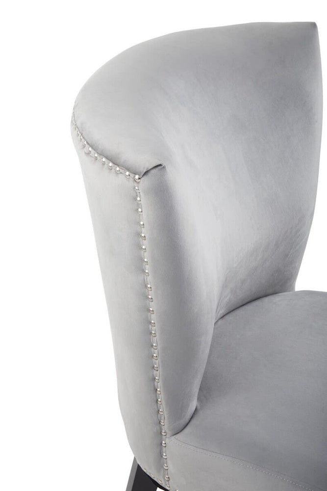 Luxe Grey Wingback Dining Chair
