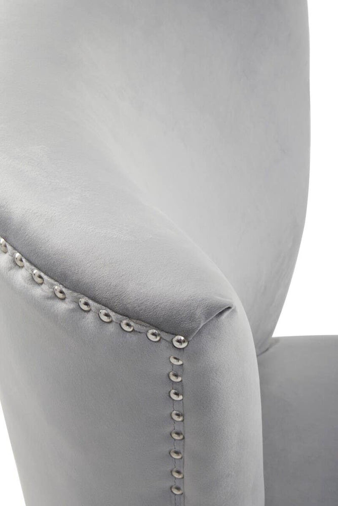 Luxe Grey Wingback Dining Chair