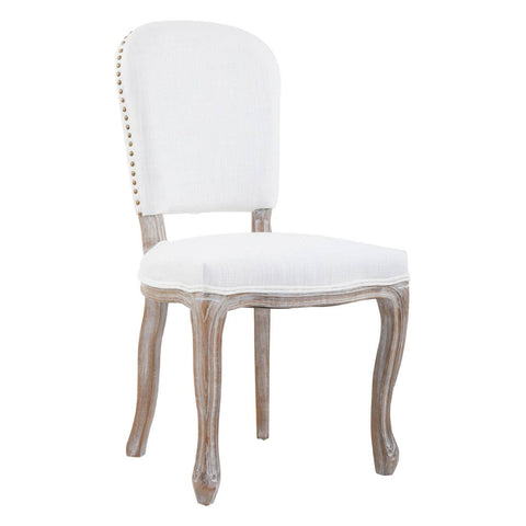 Vintage Ivory Linen Dining Chair