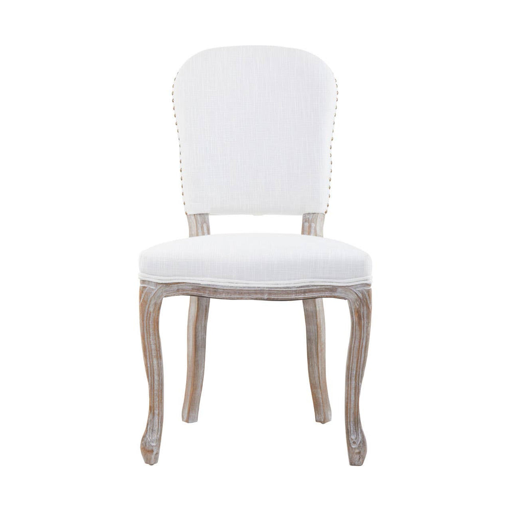 Vintage Ivory Linen Dining Chair