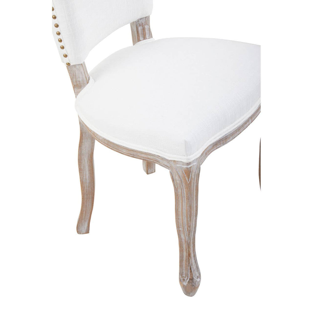 Vintage Ivory Linen Dining Chair