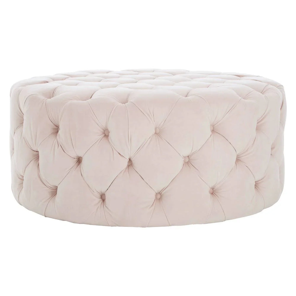 Suri Pale Pink Velvet Round Ottoman Stool