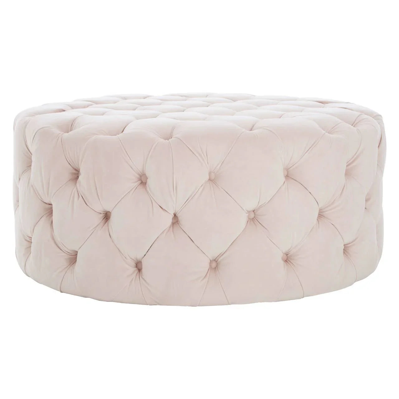Suri Pale Pink Velvet Round Ottoman Stool