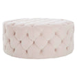Suri Pale Pink Velvet Round Ottoman Stool