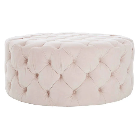 Suri Pale Pink Velvet Round Ottoman Stool