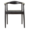Kendari Black Leather and Teak Wood Chair