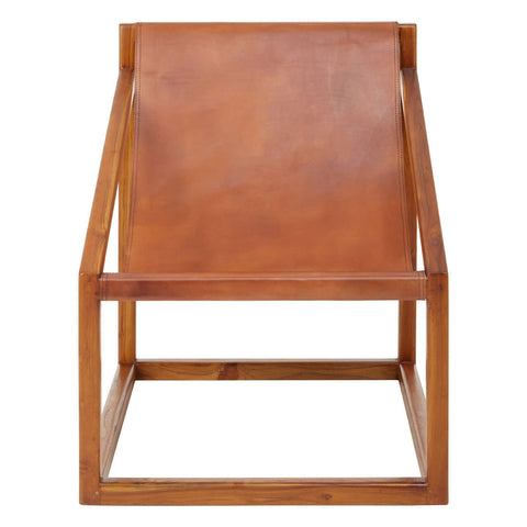 Teak & Leather Accent Chair
