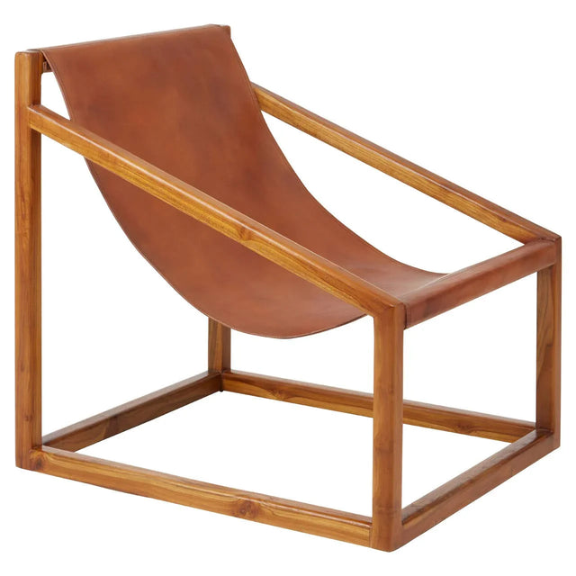 Teak & Leather Accent Chair