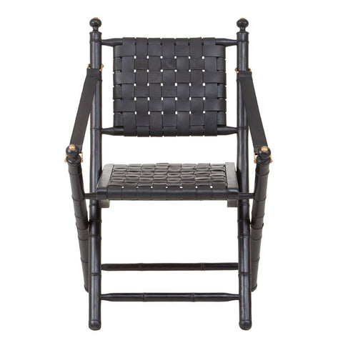 Modern Black Leather Strap Chair