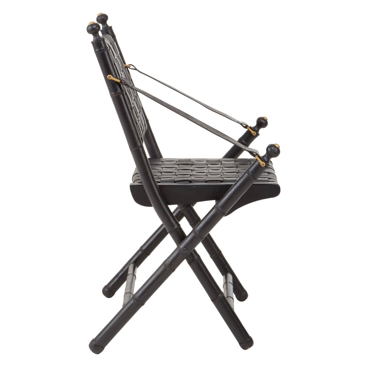 Modern Black Leather Strap Chair