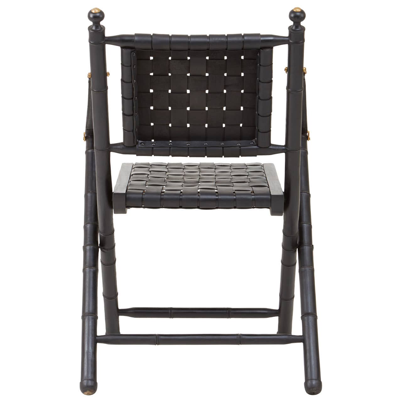 Modern Black Leather Strap Chair