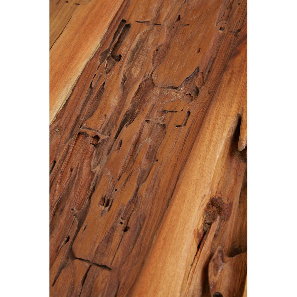 Kendari Teak Wood Stool featuring a rich, warm brown finish with visible wood grain patterns and natural variations, showcasing its sturdy construction and elegant design suitable for home decor