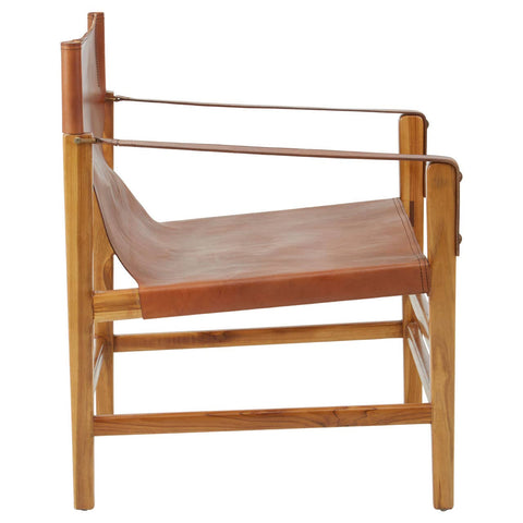 Luxe Teak Leather Sling Chair