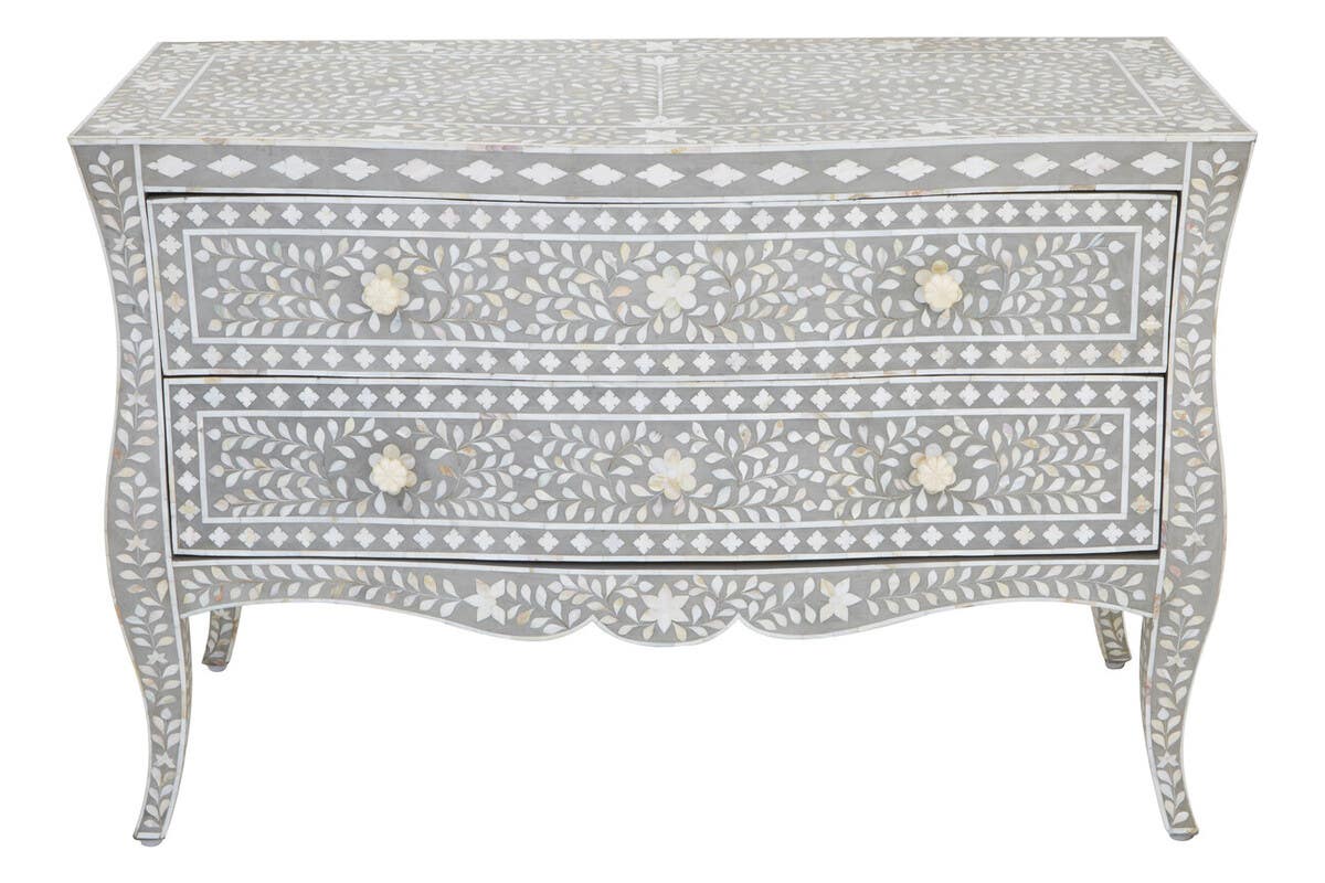 Artisan Floral Inlay Drawer Chest