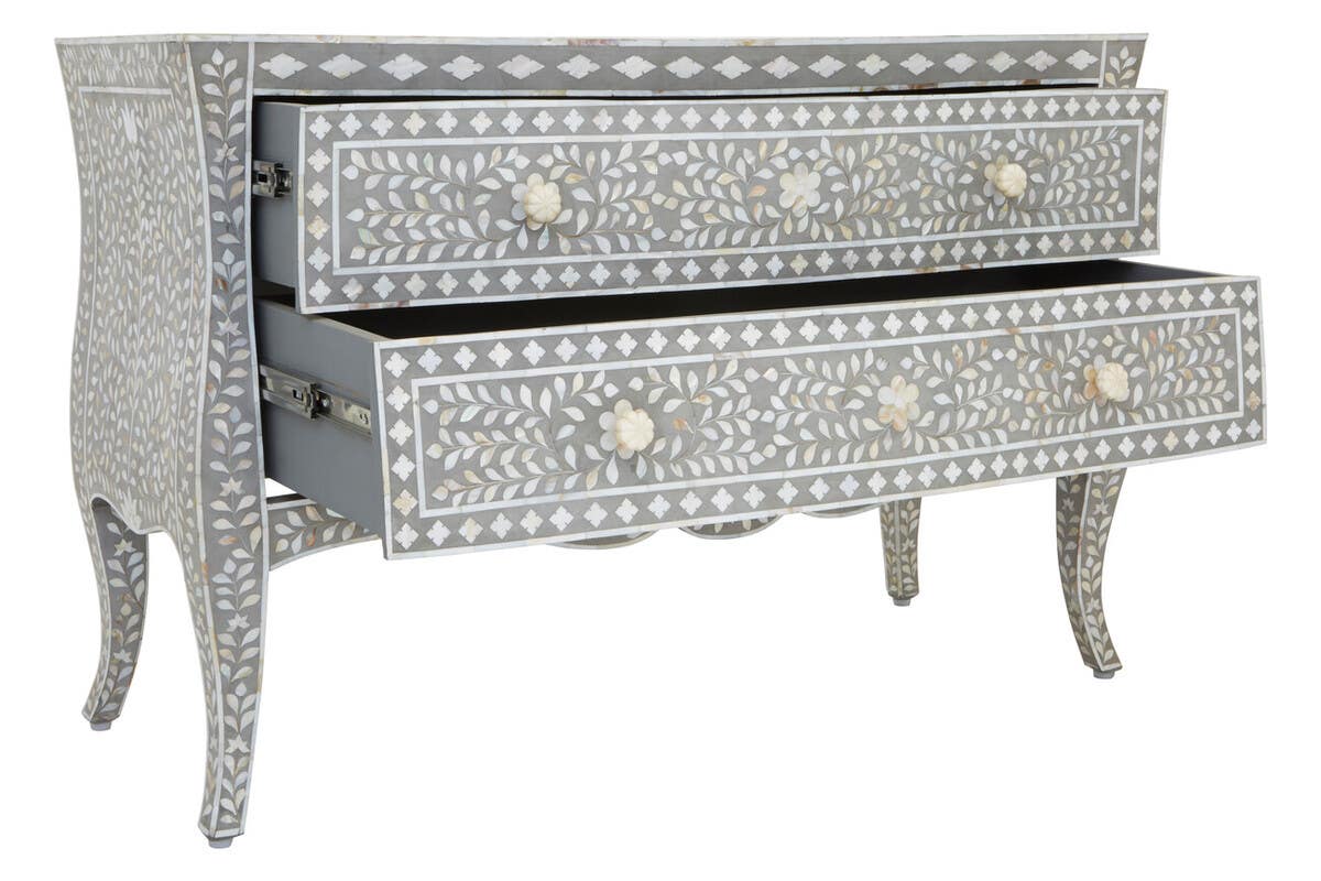 Artisan Floral Inlay Drawer Chest
