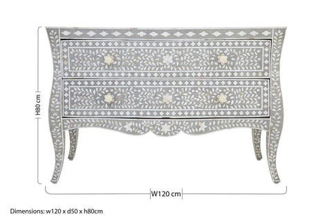 Artisan Floral Inlay Drawer Chest